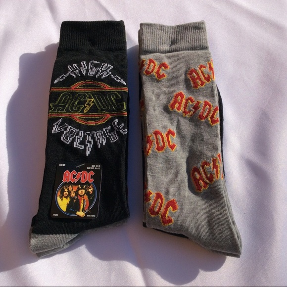 Accessories | Acdc High Voltage 2 Pair Crew Socks Black Gray | Poshmark